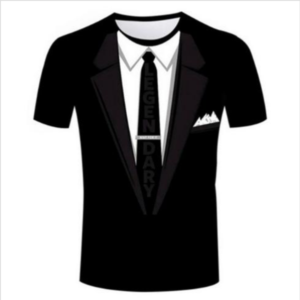 

casual mens womans tuxedo 3d hd print t-shirt summer short-sleeved o-neck t-shirt fashion style shirt brand tees rx011, White;black
