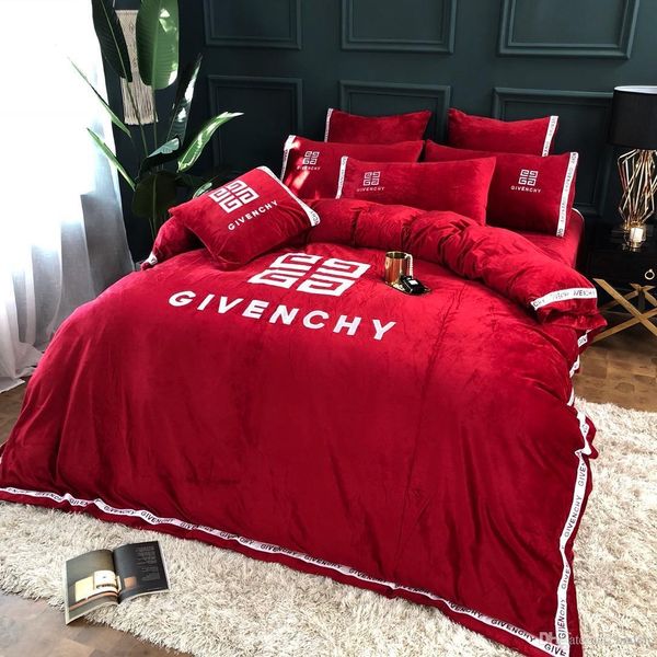 

19011a006 warm luxurious fannel velvet bedding set king size bedsheet  duvet cover set popular style home textile 4pcs set 88
