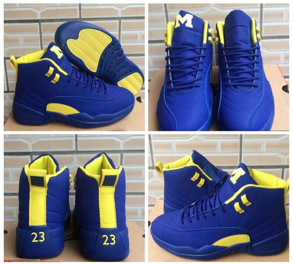 

with box 2018 12 michigan blue yellow m bordeaux dark grey basketball shoes taxi suede sneaker us 5.5-13, White;red