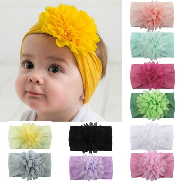 

прекрасные девушки малышей дети младенца цветок hairband оголовье сладкий тюрбан узел глава wrap новорожденные дети упругие ободки, Slivery;white