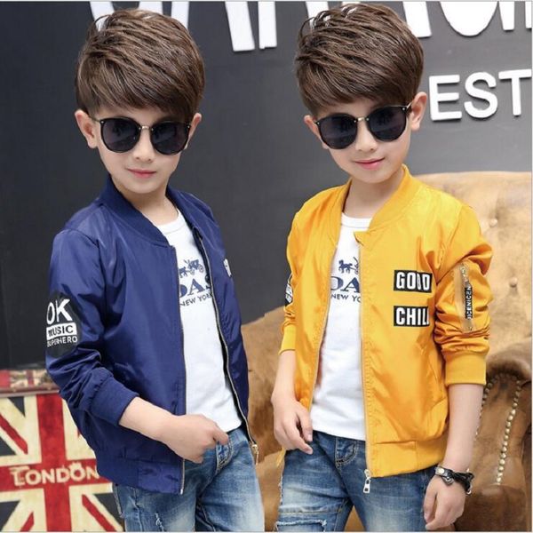 

new boy spring and autumn style letter trench coat children's large children's thin jacket wear coat, Blue;gray