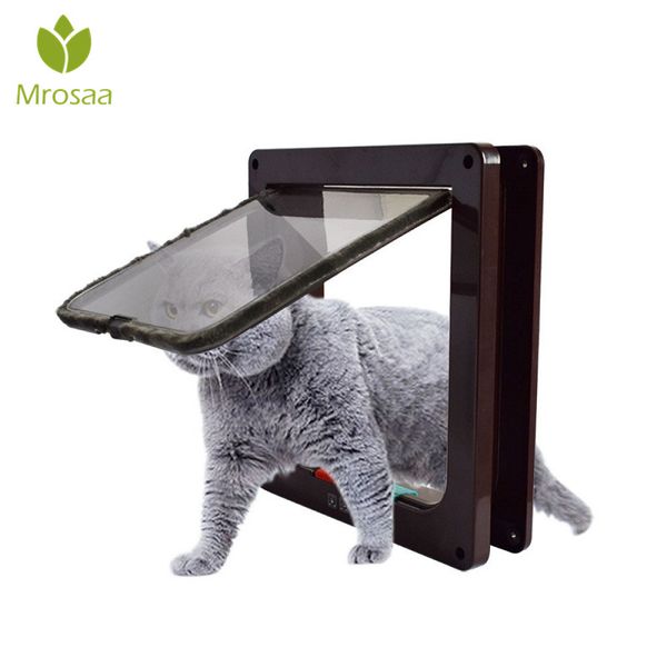

mrosaa intellgence control 4 way cat doors abs animal small pet cat dog gate door pet supplies safe flap door kitten opening oor