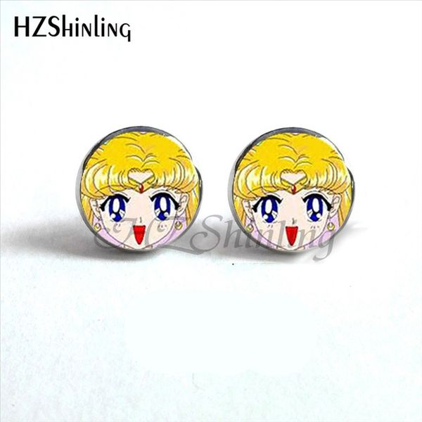 

2019 sailor moon earrings crystal star ear studs mercury star power jewelry glass cabochon earrings handmade hz4 nes-0087, Golden;silver