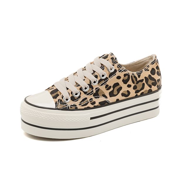 

female leopard shoes platform sneaker women trainers chunky canvas sneakers woman white sneakers women casual vulcanized shoes, Black