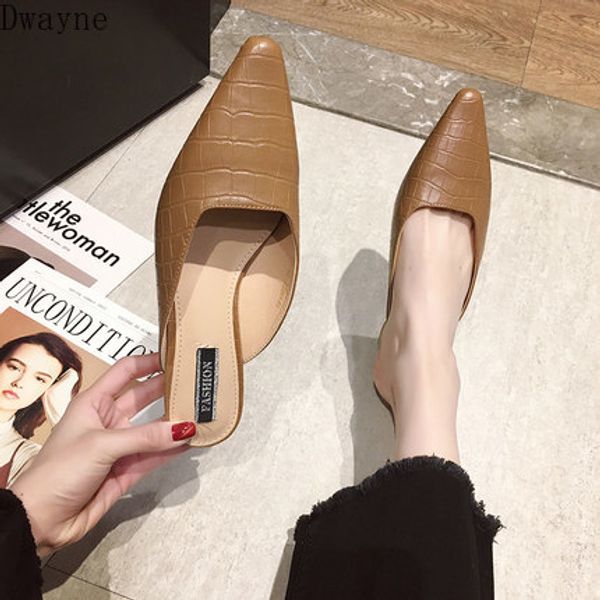 

slippers women wear 2020 new wild baotou half-drag fashion women's shoes fashion lazy muller high-heeled heel, Black