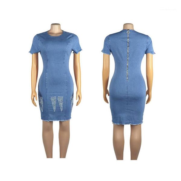 

elastic bodycon dresses fashion females apparel women holes designer dress with zipper short sleeved denim, Black;gray