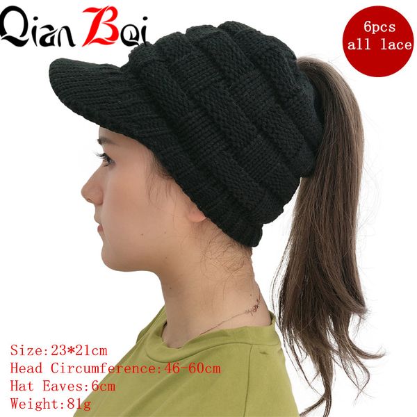 

qianbei wholesale 6pcs-lots fashion knitted women's winter hat for women thicken warm female hedging hats elastic