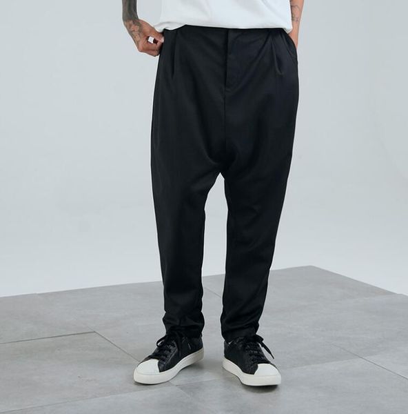 

2020 new men's clothing hair stylist high street simple double pleated small harlem pants plus size costumes 27-46, Black