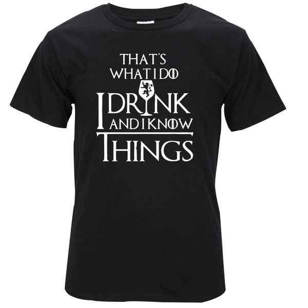 

coolmind ga0131a cotton casual breathable men t shirt cool i drink and i know things printed men's t-shirt, White;black