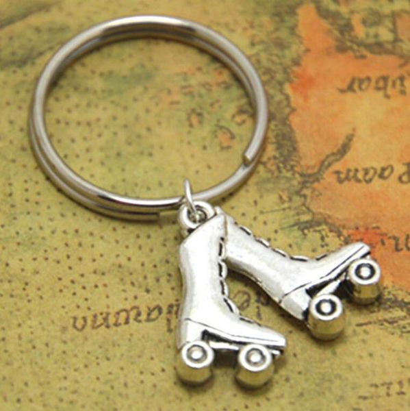 

новые горячие древние серебряные коньки роликовые коньки очарование брелок брелок ролик роскошный дизайнер ювелирных изделий женщины мужчины, Slivery;golden