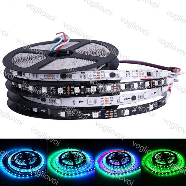 

led strip dc5v 12v 24v ws2813 5050 smd 30leds/m 60leds/m rgb led ribbon 5 m magic dream directionable color digital dhl
