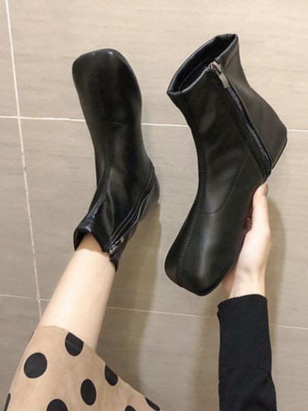 

boots female tide ins2020 new wild flat boots net red women british style winter, Black