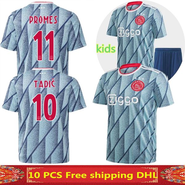 

ajax 20 21 away soccer jersey promes ajax amsterdam van de beek neres 2020 2021 ajax tadic ziyech football shirt men + kids sets uniforms, Black;yellow