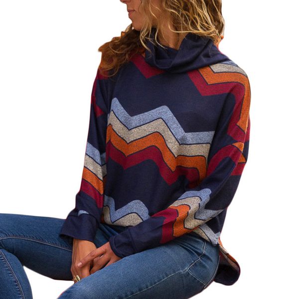 

9 styles casual women's turtleneck long back cotton shirt new full sleeve striped geometric pattern plus size 2xl blouses, White
