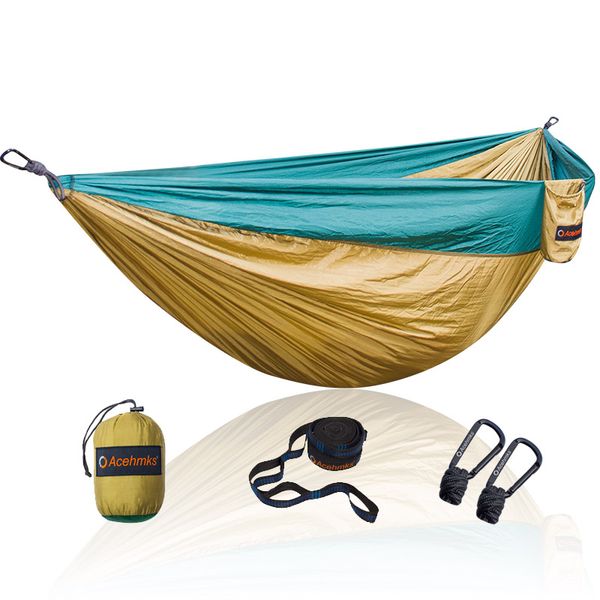 

outdoor hammocks ultralight portable rips210t 70d nylon hamc with 2 carabiners hammock tree straps 300cmx2pcs hamaca acehmks