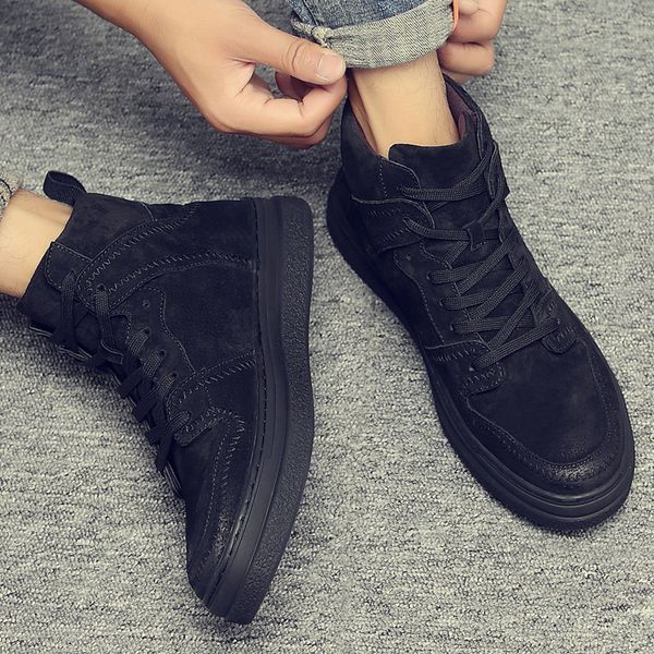 

2019 Autumn Early Winter Boots Men Vintage Shoes Cool Young Genuine Leather Mens Boots Male Footwear Black Ankle Boots