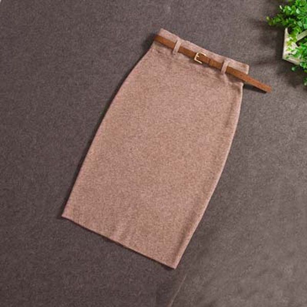 

2019 women high waist knee-length knitted pencil skirt elegant slim long skirts black skirt fashion skirts autumn winter casual
