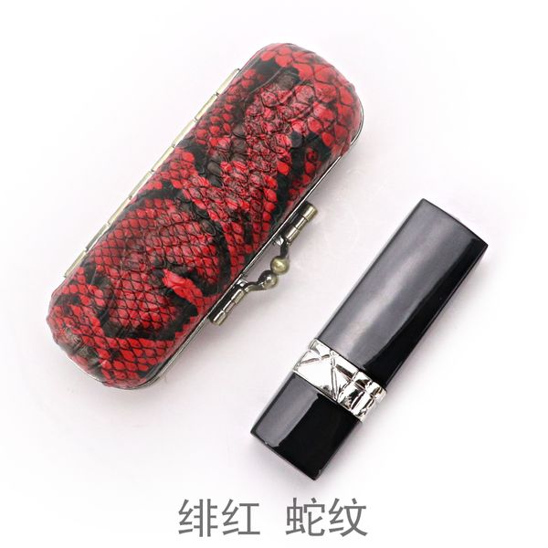 

vintage snakeskin pattern lipstick box mirror metal protection box
