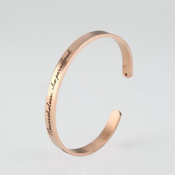 Mode Einfache Frauen Geschenke Armband Edelstahl Kostenlose Gravur Manschette Armreif Charme Silber / Gold / Rose Gold Armband