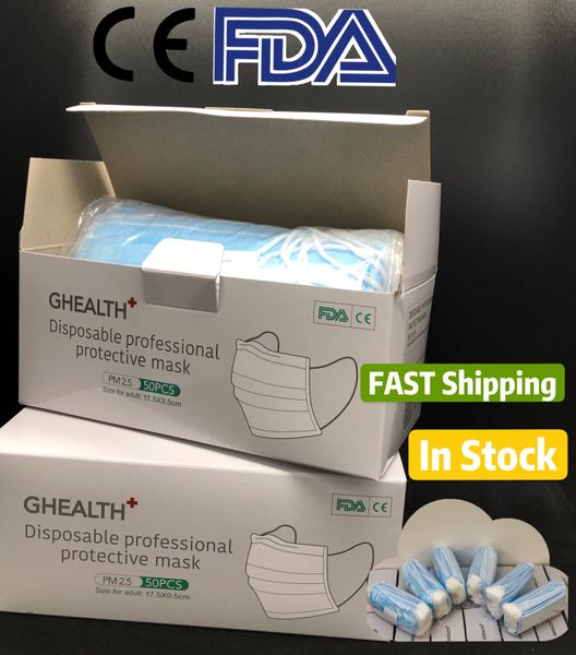 

in stock ce fda guarantee disposable mascherina white and blue 3 layers thick and anti-dust face masks fast delivery