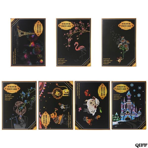 

drop ship&wholesale creative color postcard scraping night scenes scratching cartoon animal characters greeting cardsjune 3
