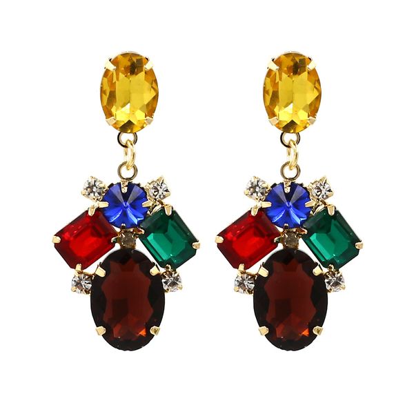Fashion Multicolore Boucle d/'oreille Bijoux Dangle Long Drop Gem Alliage Cristal Boucles D/'oreilles
