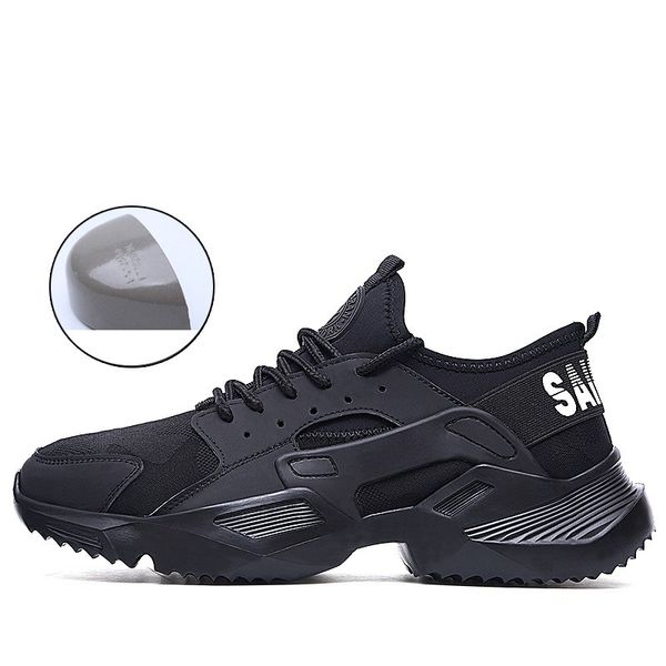 

dropshipping men's steel toe cap safety boots ultra-light soft bottom breathable anti-smashing work shoes casual sneaker for men, Black
