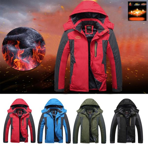 

2018 winter waterproof hiking jacket softshell men windbreaker jacket plus sizes fleece heated fishing drop shipping, Blue;black