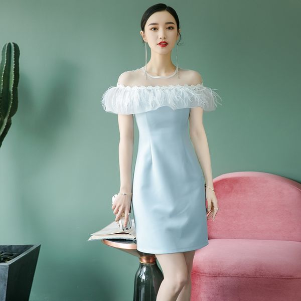 

lace mesh o-neck off shoulder dress solid bridesmaid wedding dress chinese evening size s-xxl, Red