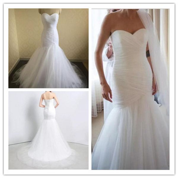 

new arrival tulle mermaid wedding dresses lace up white/ivory bridal dresses vestido de festa curto tulle wedding gowns