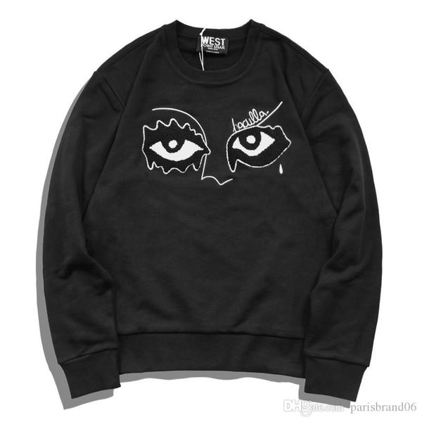 

весна мужские дизайнерские толстовки монстр глаза printed сыпучие топы женщин людей crew neck одежда панелями, Black