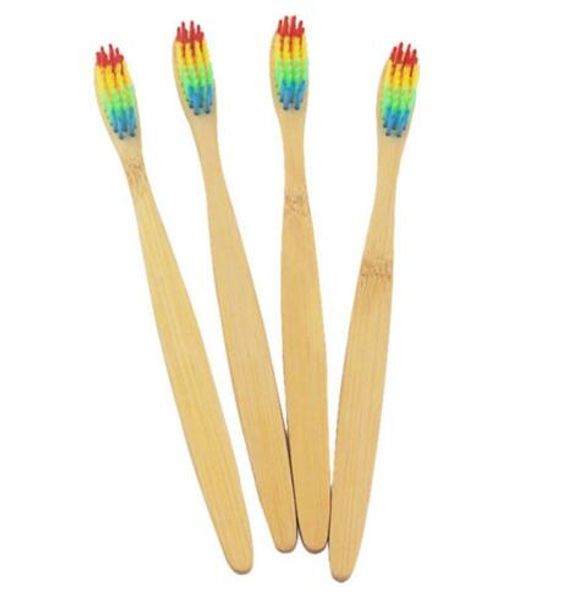 

colorful bamboo handle toothbrush eco friendly wooden rainbow bamboo toothbrush oral care soft bristle