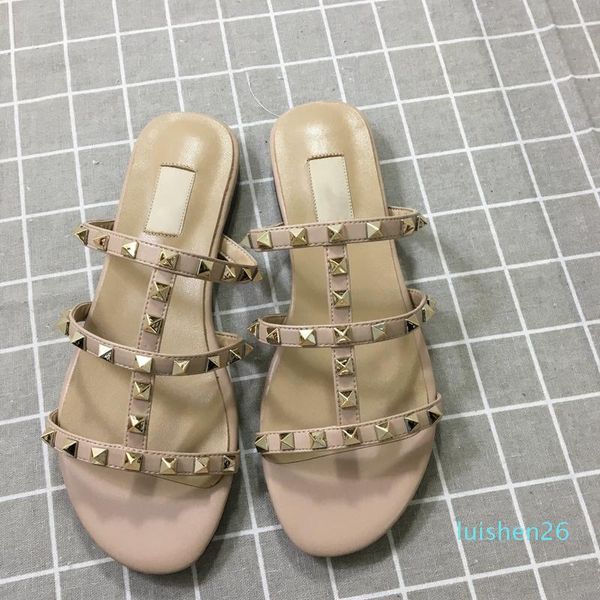 

designer luxury women slippers new arrival rivets style fashion style classic quality sandal size 35-41 l26, Black