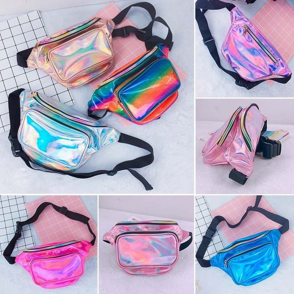 

shiny retro fanny pack rave festival waist pack outdoor travel crossbody hip bag