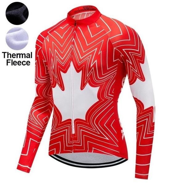 

2019 canada usa winter fleece thermal cycling jersey /winter cycling clothing/ciclismo maillot mtb p8, Black;red