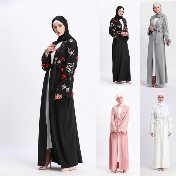 

muslim dress abayas robe dubai caftan kaftan women openwork embroi long dress robe open abaya cardigan muslim dubai gown, Red