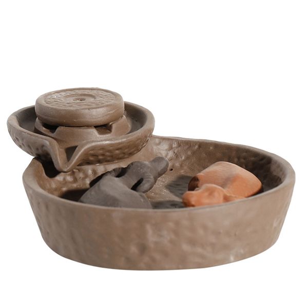 

purple clay smoke backflow incense burner sticks holder cone lucky 2 cattles living tea room smell removing tool cense burner