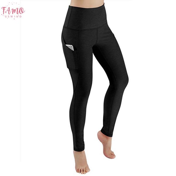 

leggings women pocket sports gym running athletic pants workout fitness leggings women clothes trousers good quality, Black