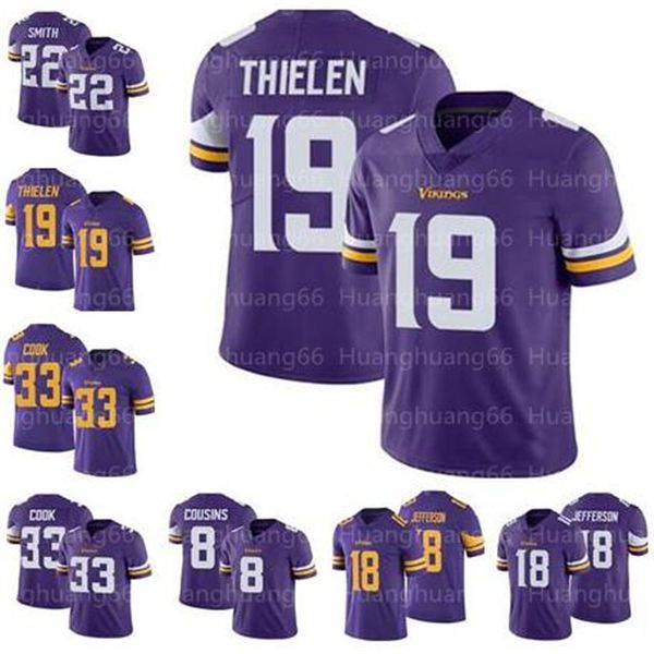 

men minnesota 8 kirk cousins 19 adam thielen vikings 22 harrison smith 33 dalvin cook women youth kids jersey 18 justin jefferson, Black;red