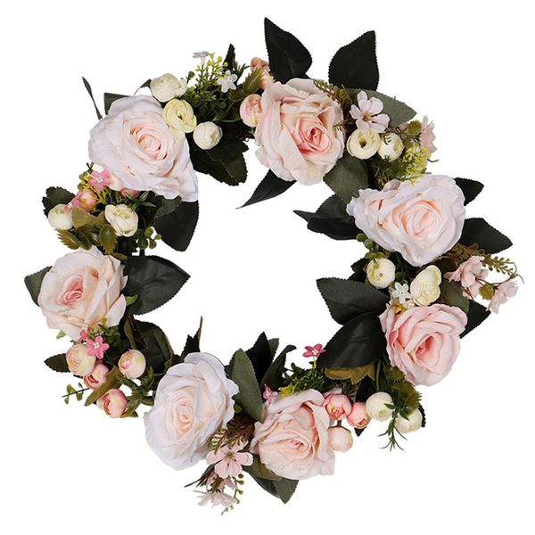 

artificial pink rose shape wreath pendant for wedding door window decor
