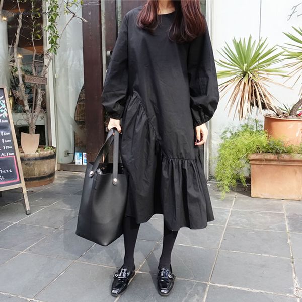 

party dress black plus size long women summer midi dress o neck ruffles lantern sleeve ruffles 2019 new xww3214, Black;gray