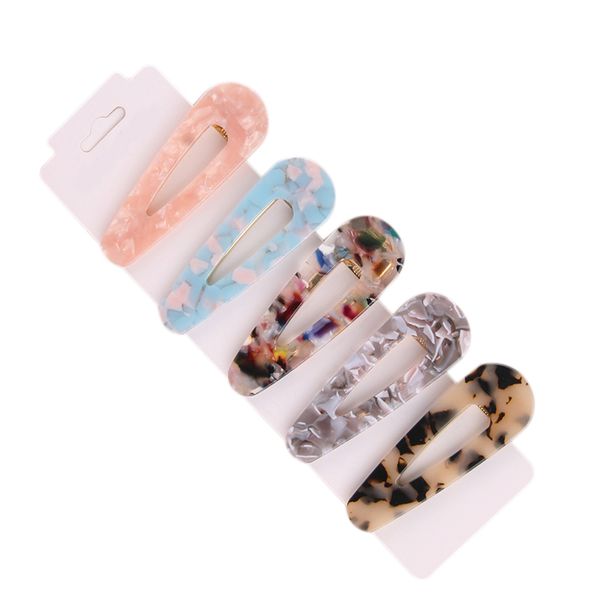 

1 set 5 pcs new water drop acrylic triple-cornered hairclip vintage girl women hair clips geometric pins barrette tools hair acc, Golden;white