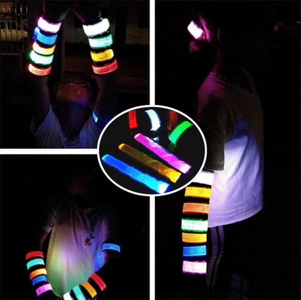 

led fashion design glowing arm band riding at night warning bracelet flash of light slap wrist strap wristband 120pcs t1i1566