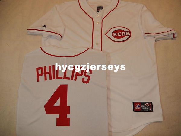 

дешевые бейсбол #4 брендон филлипс рубашка сшитые джерси белый новый мужской сшитые трикотажные изделия большой и высокий размер xs-6xl для, Black;blue