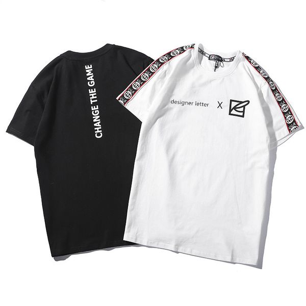 

mens luxury letter printed t shirt brand short sleeve t shirt designer tees males fashion streetwear tees size s-xxl, White;black