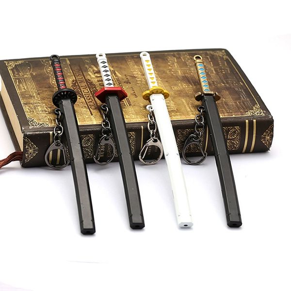 

anime demon slayer tanjiro second generation japanese wheel knife with sheath sword metal keychain jewelry, Silver