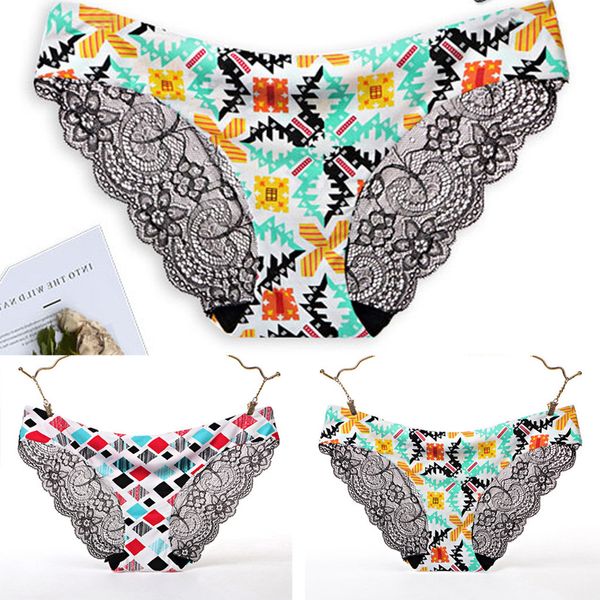 

new ladies panties patchwork print lace panty hollow lingerie babydoll underwear string damskie seamless t-thong for women, Black;pink