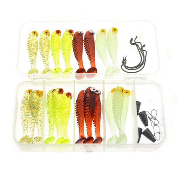 

wholesale 5cm boxed simulation luya bait set fishy soft fish fake t tail bionic fishing bait