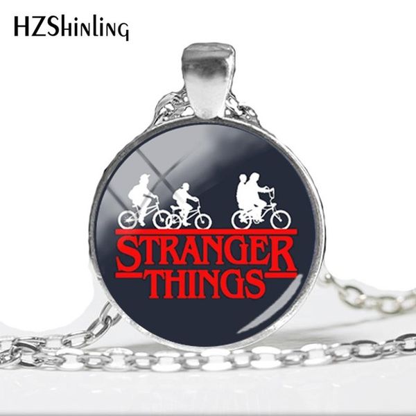 

2019 new stranger things round necklace tv series pendant round hand craft jewelry glass dome cabochon necklaces hz, Silver