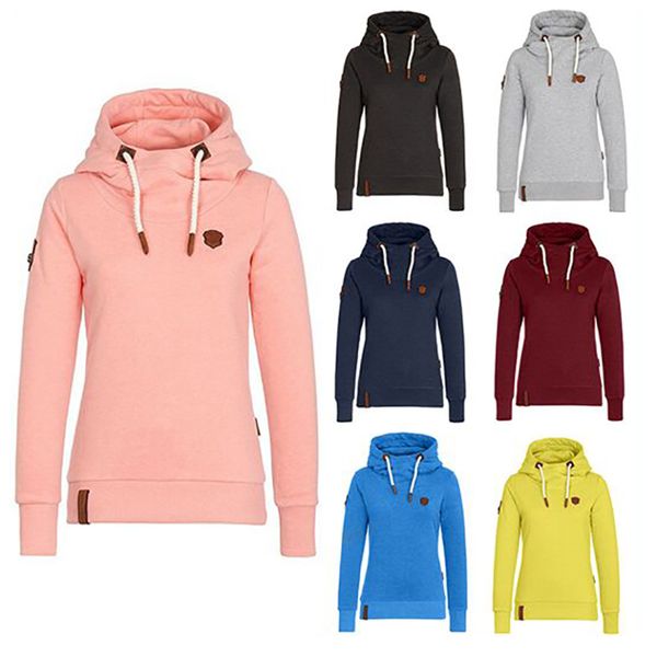 

2019 new hoodies for girls solid color hooded women's sweatshirt long-sleeved winter velvet thickening coat plus size women's, Black;brown